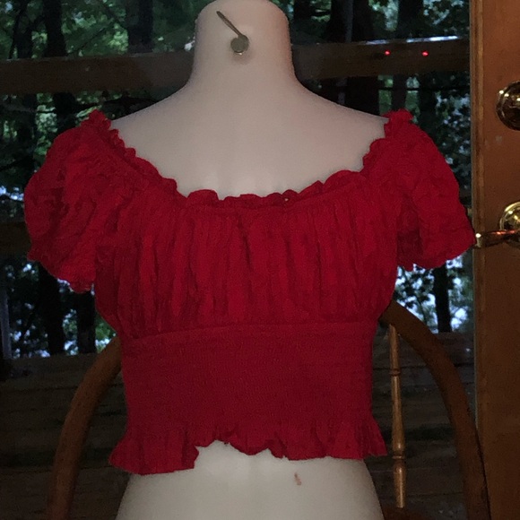 Hollister Co. Women's Red Blouse With Puffed Sleeves - Picture 4 of 6